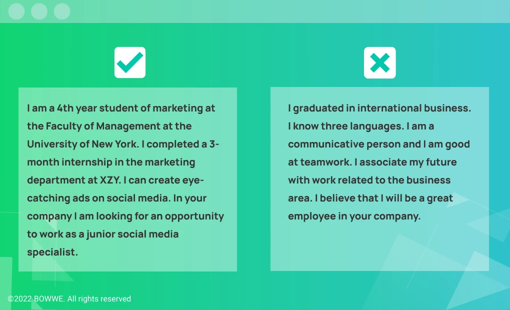 Do&Dont's - Goal, Intern CV