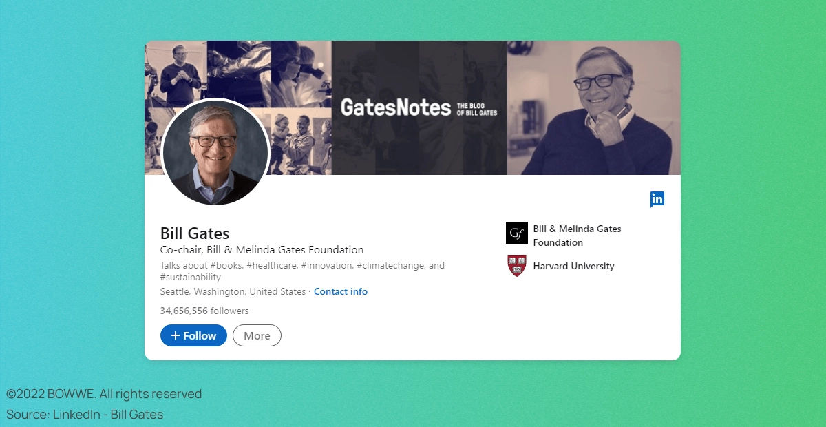 Bill Gates' profile on LinkedIn