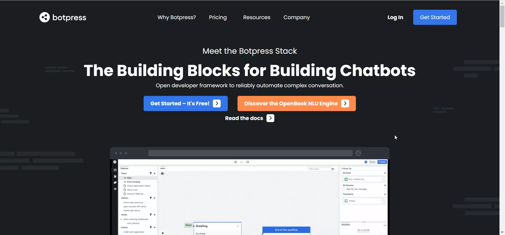 Main website of botpress.com