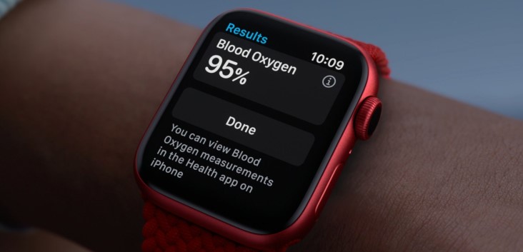 Bigger red smartwatch with black screen