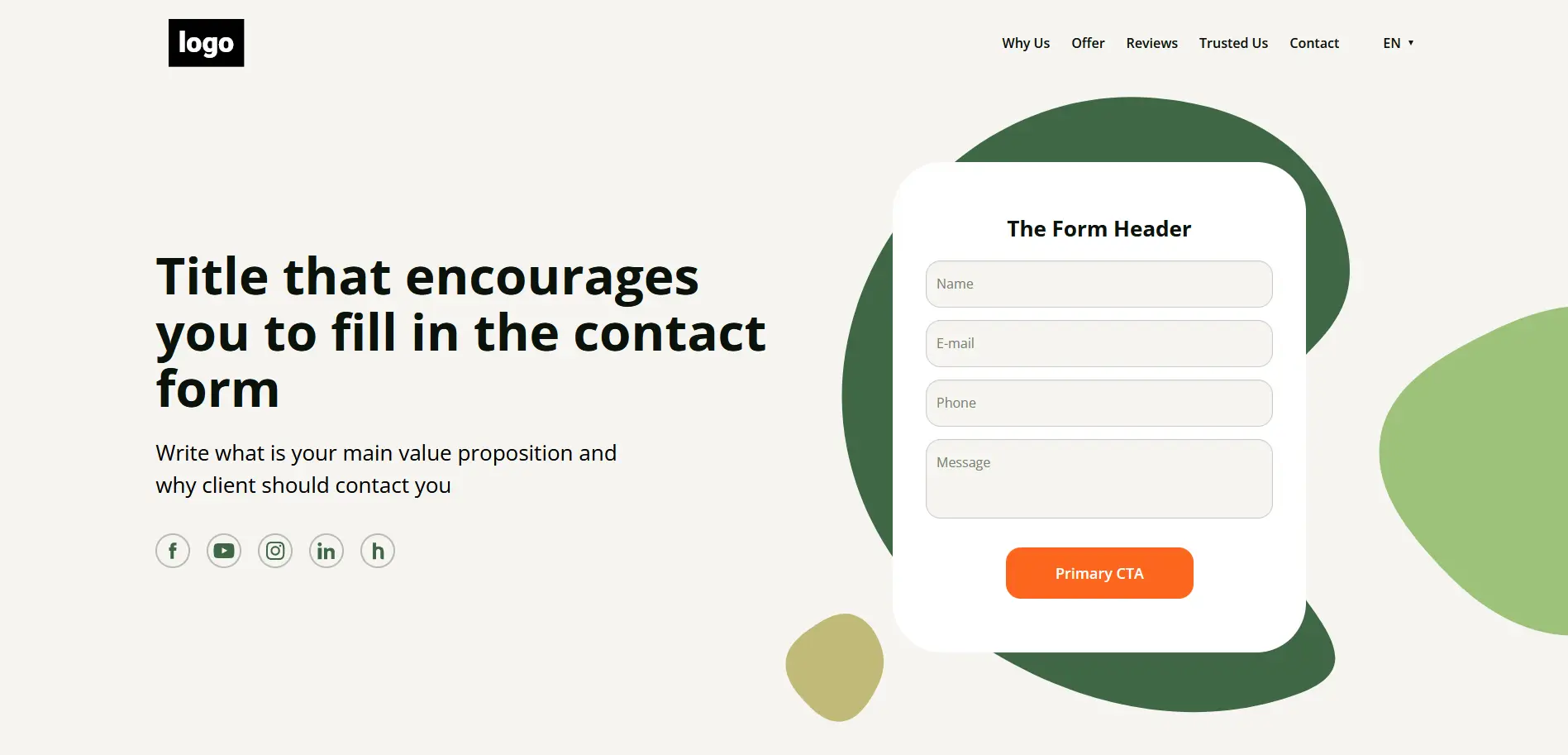 Landing Page Template mit Kontaktformular von BOWWE