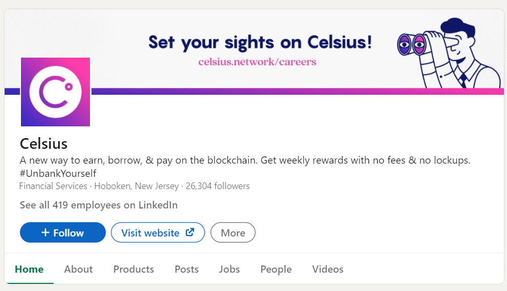 Celsius-Profil auf LinkedIn