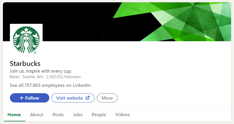 Starbucks-Profil auf LinkedIn