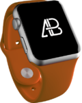 Smartwatch with orange belt and black screen