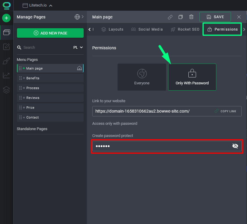 Site password management options