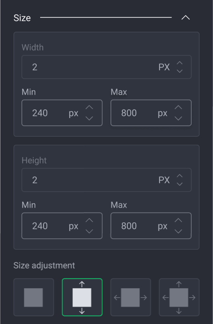 BOWWE image size panel