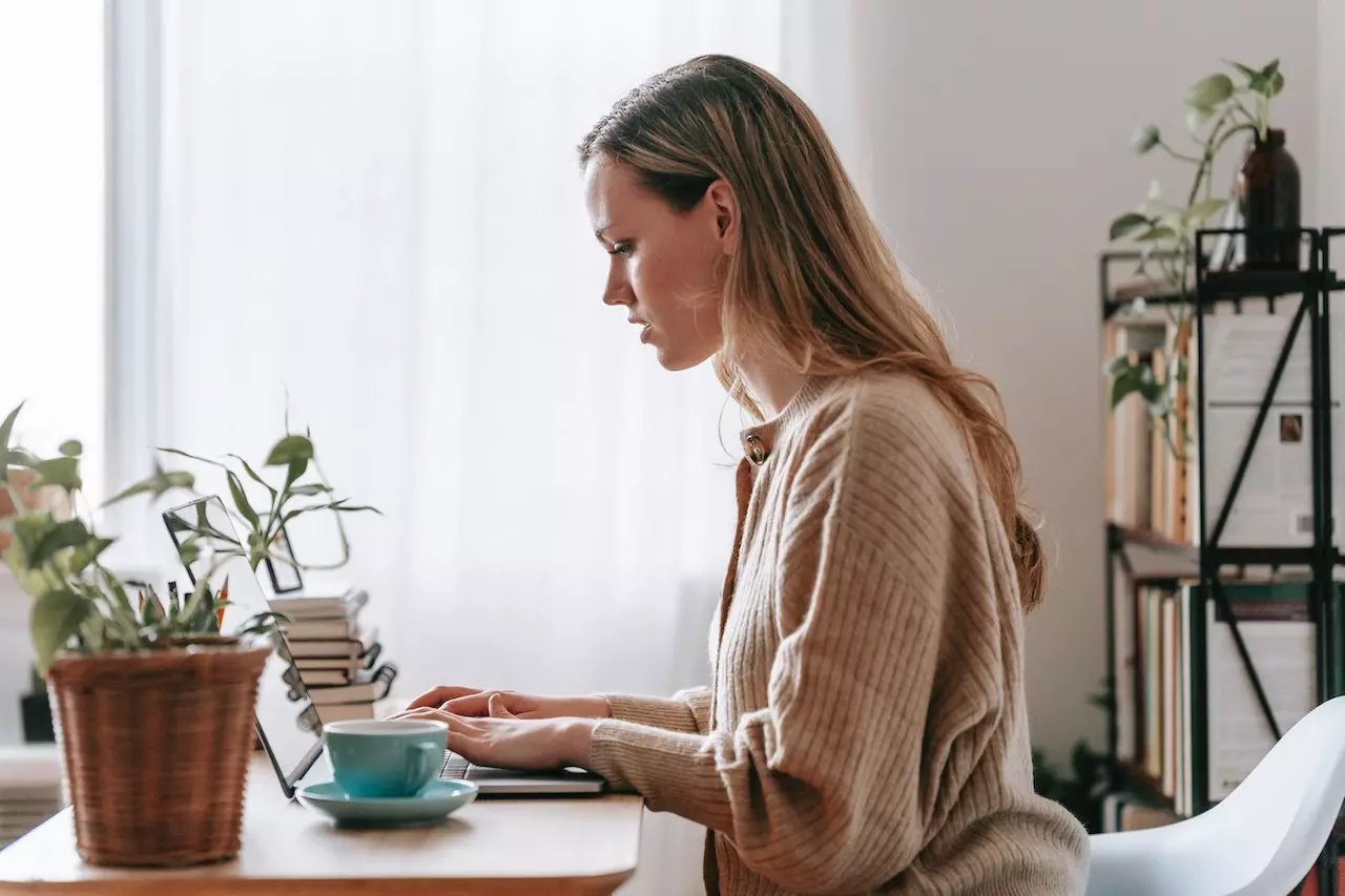 remote employee working on LikedIn in house