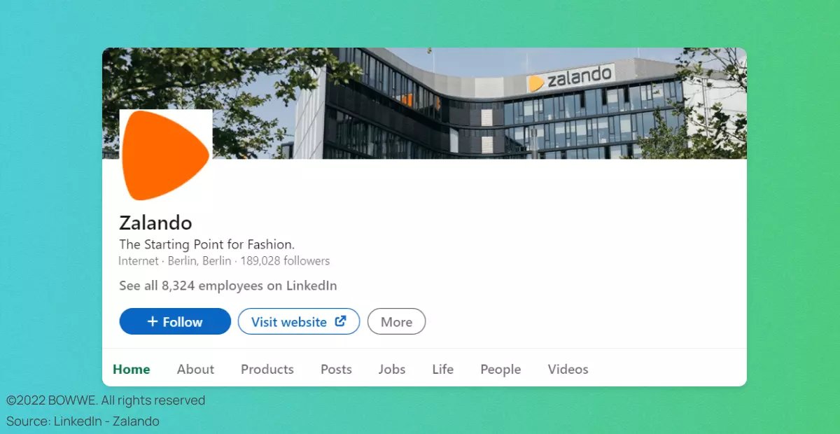 Zalando's profile on LinkedIn